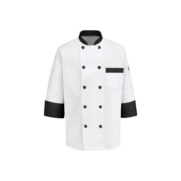 Vf Imagewear Chef Designs Garnish Chef Coat, White W/Black Trim, Polyester/Cotton, L KT74BTRGL - main